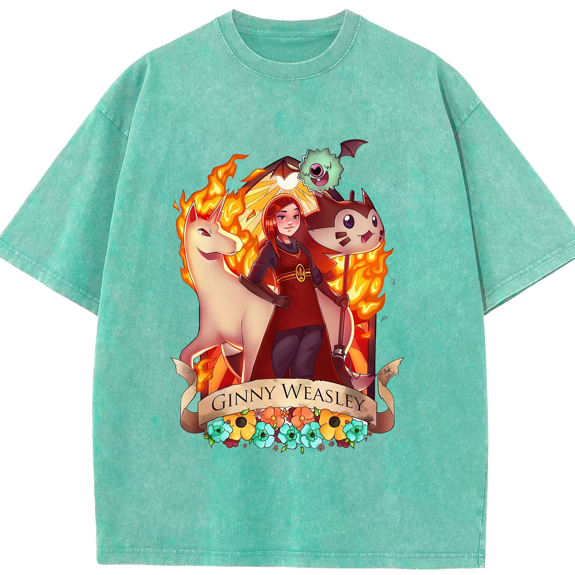 （画像用） Harry Potter ハリー・ポッターシリーズ 綿100% ヴィンテージ風 半袖Tシャツ（フロントプリント）